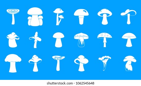Mushroom icon set. Simple set of mushroom vector icons for web design isolated on blue background