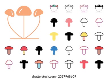 Mushroom Icon Set Vector Illustration