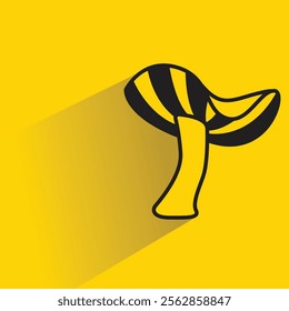 mushroom icon with shadow on yellow background
