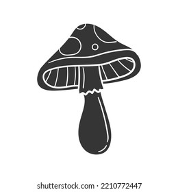 Mushroom Icon Silhouette Illustration. Amanita Muscaria Vector Graphic Pictogram Symbol Clip Art. Doodle Sketch Black Sign.