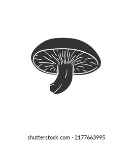 Mushroom Icon Silhouette Illustration. Autumn Food Vector Graphic Pictogram Symbol Clip Art. Doodle Sketch Black Sign.