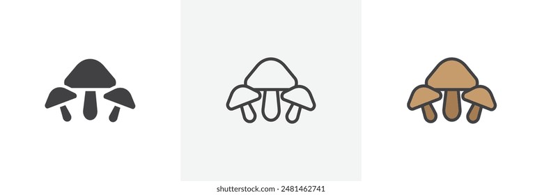 Mushroom icon symbol collection on white background.