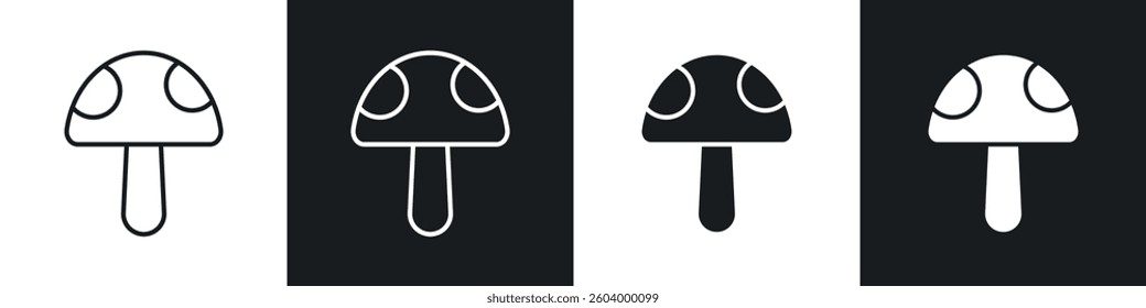 Mushroom icon symbol collection on white background.