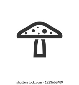 Mushroom icon in thick outline style. Black and white monochrome vector illustration.