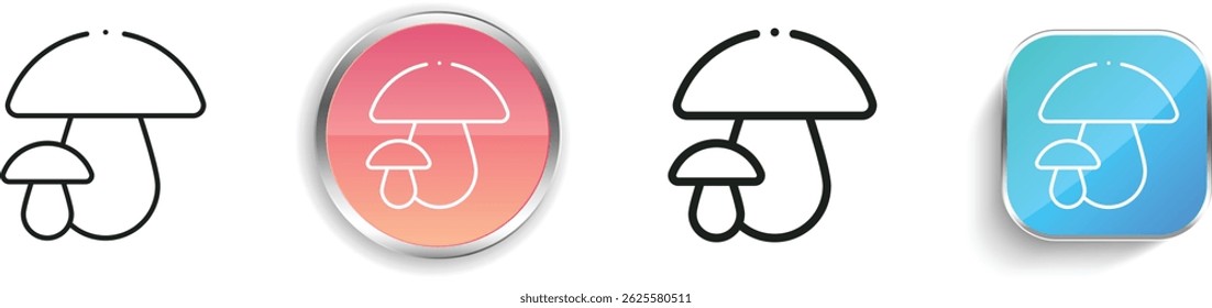mushroom icon. Thin Linear, Regular and Button Style Design Isolated On White Background