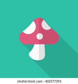 Mushroom icon, Vector flat long shadow design. EPS10