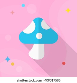 Mushroom icon, Vector flat long shadow design. EPS10