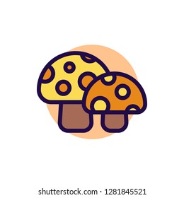 Mushroom Icon Vector Illustration in Filled Style for Any Purpose