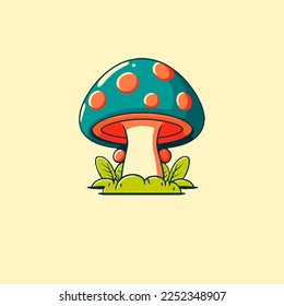 Mushroom icon. Vector illustration of a fly agaric logo mascot icon design template