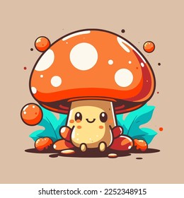 Mushroom icon. Vector illustration of a fly agaric logo mascot icon design template