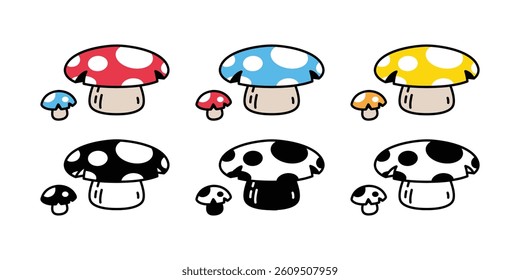 mushroom icon vector logo cartoon character symbol illustration clip art isolated
