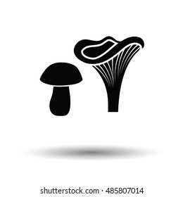 Mushroom  icon. White background with shadow design. Vector illustration.