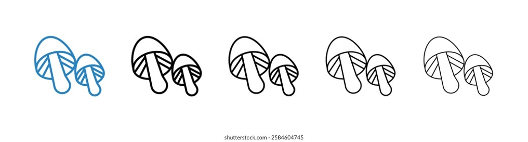 Mushroom icons in five different stroke sizes