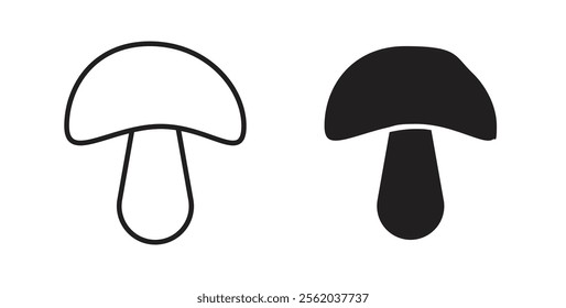 Mushroom icons in flat and line style set.