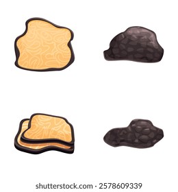 Mushroom icons set cartoon vector. Delicacy mushroom black truffle. Rare and expensive vegetable