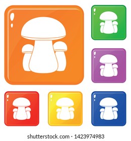 Mushroom icons set collection vector 6 color isolated on white background