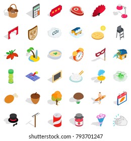 Mushroom icons set. Isometric style of 36 mushroom vector icons for web isolated on white background