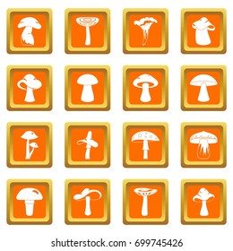 Mushroom icons set in orange color isolated vector illustration for web and any design