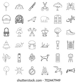 Mushroom icons set. Outline style of 36 mushroom vector icons for web isolated on white background