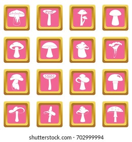 Mushroom icons set in pink color isolated vector illustration for web and any design