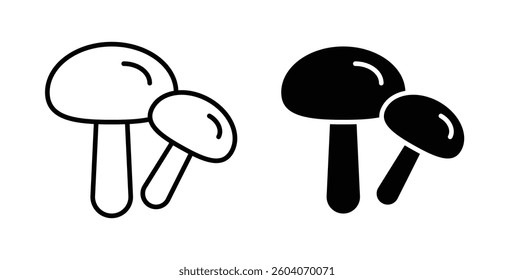 Mushroom icons set in solid black and stroke line style