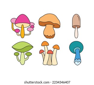 Champignonsymbole setzen Vektorgrafik