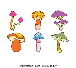 mushroom icons set vector illustration