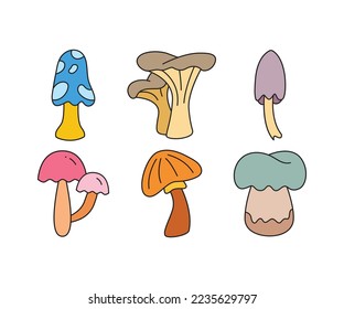 Champignonsymbole setzen Vektorgrafik
