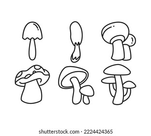 mushroom icons set vector line illustration
