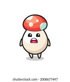 mushroom illustration with apologizing expression, saying I am sorry , cute style design for t shirt, sticker, logo element