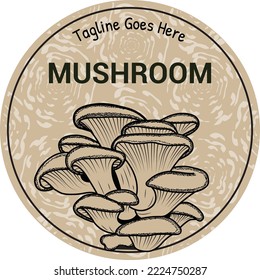 Mushroom illustration with background can be used as a logo or a sticker
