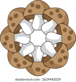 mushroom, illustration, clipart, border, frame, for designers backgrounds, circular mushrooms