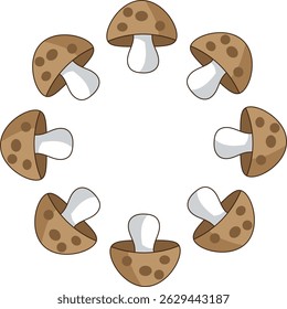 mushroom, illustration, clipart, border, frame, for designers backgrounds, circular mushrooms