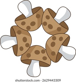 mushroom, illustration, clipart, border, frame, for designers backgrounds, circular mushrooms