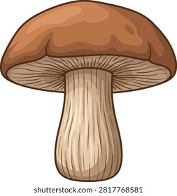 Mushroom illustration a detailed vector graphic with brown and beige tones