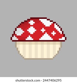 Mushroom illustration drawing in pixel art