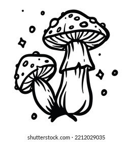 mushroom illustration hand drawn for design element.