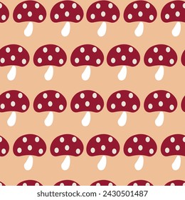 Mushroom illustration seamless repeating pattern