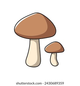 ilustración de hongos. vector de verduras de fondo blanco.
