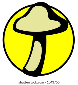 mushroom illustration with a yellow background