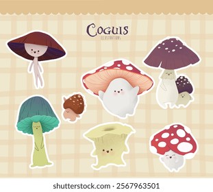 Mushroom - illustrations cartoon sticker