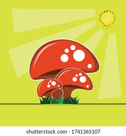 mushroom illustrator vector red white