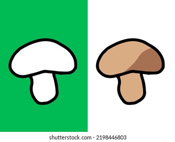Mushroom image, hand drawn, Sweet cartoon vector mushroom image in illustration for kids, white background, education, watercolor paint, collection book and flat use print web design, poster, logo, co
