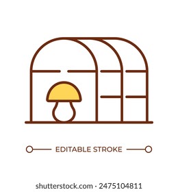 Mushroom inside greenhouse RGB color icon. Indoor mushroom cultivation. Farm practices. Controlled environment. Isolated vector illustration. Simple filled line drawing. Editable stroke