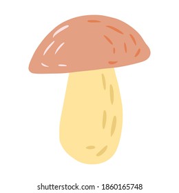 Pilz einzeln auf weißem Hintergrund. Skandinavisches botanisches in doodle Vektorgrafik.