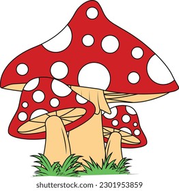 Mushroom isolated on white background. Vector illustration in cartoon style.