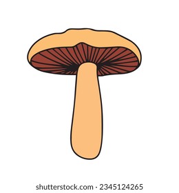 Mushroom isolated on white background. Mushroom in doodle style. Vector illustration.
