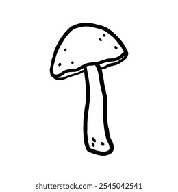 Mushroom isolated on a white background. Vector hand-drawn doodle illustration. Perfect for decorations, logo, various designs.
