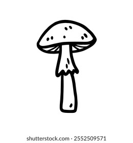 Cogumelo isolado sobre um fundo branco. Ilustração de doodle à mão desenhada por vetor. Perfeito para decorações, logotipo, vários projetos.