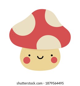 Mushroom kawaii logo and smiling face  vector 